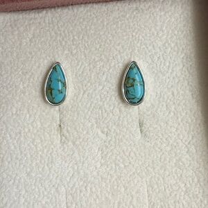 Silver and Turquoise Teardrop Earrings